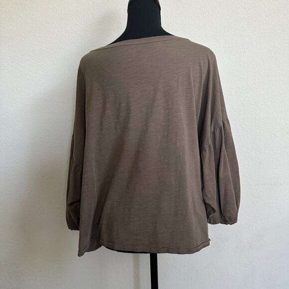 Garnet Hill Top XL Boxy Crop Capsule Brown 100% Pima Cotton Oversized Relaxed - Picture 5 of 10